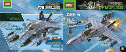 Bộ lắp ráp GUDI 6018 Máy bay chiến đấu F18 Hornet, đồ chơi mô hình quân sự cho bé trai 6 tuổi, có phi công và tên lửa, giá tốt