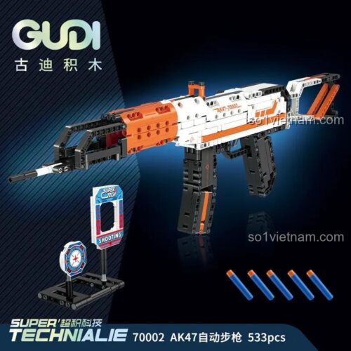 đồ chơi lắp ráp Mô hình súng AK47 GUDI 70002, mô hình quân sự chân thực, phát triển tư duy cho bé trai 6 tuổi