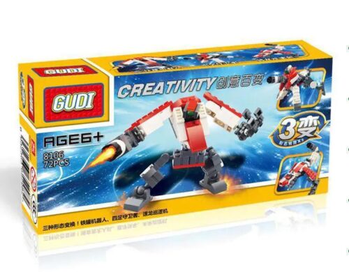 Bộ đồ chơi GUDI 8106 Robot Sắt, Người Bảo Vệ Bốn Chân, Máy Tuần Tra Tốc Long cho bé 6 tuổi, 72 chi tiết, biến hình 3 kiểu, sáng tạo không giới hạn