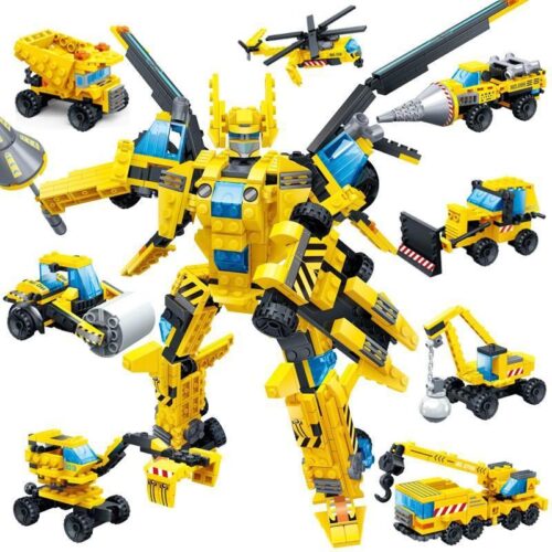 Bộ đồ chơi GUDI 8706 Robot Chiến Thần Sấm Sét 8 trong 1, lắp ráp xe công trình và robot khổng lồ, phù hợp bé trai 6 tuổi trở lên, đồ chơi trí tuệ giá tốt.