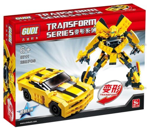 Hộp đồ chơi GUDI 8711 Robot Biến Hình Bumblebee, bộ lắp ghép 238 mảnh, thể hiện cả dạng robot và xe hơi, phù hợp bé trai 6 tuổi.