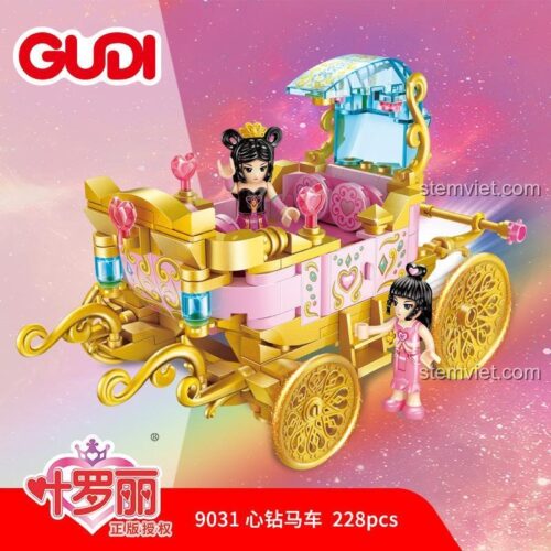 Mô hình đồ chơi xếp hình GUDI 9031 Xe Ngựa Cổ Tích lộng lẫy, giá rẻ cho bé gái.