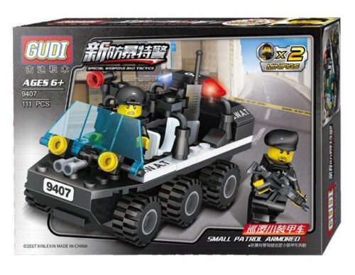 Bộ lắp ghép GUDI 9407 Xe Bọc Thép Tuần Tra Đặc Nhiệm, đồ chơi mô hình cảnh sát cho bé trai 6 tuổi, giá tốt