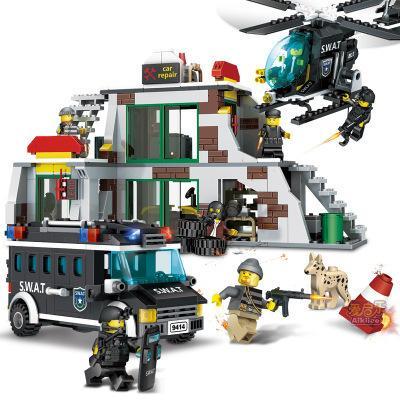 Bộ lắp ghép Đội đặc nhiệm GUDI 9414 toàn cảnh, đồ chơi lắp ráp Cảnh sát SWAT cho bé trai 6 tuổi, giá tốt