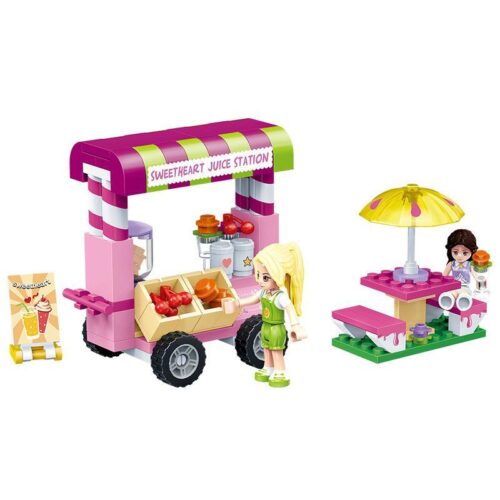 Bộ lắp ghép GUDI 9602 Quầy Nước Ép Sweetheart của Gina, đồ chơi lắp ghép cho bé gái 6 tuổi, màu sắc tươi sáng, giá tốt.