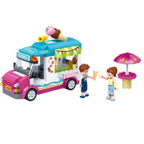 Bộ đồ chơi GUDI 9603 Xe Kem Cô Gái Hiện Đại, mô hình xe kem màu hồng xanh, có 2 minifigures, phù hợp bé gái 6 tuổi, giá tốt.