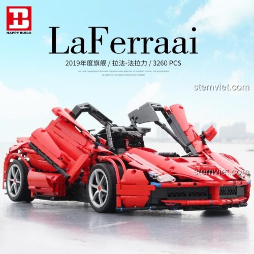 Hộp sản phẩm bộ lắp ghép Ferrari LaFerrari XQ1002 Happy Build 3260 chi tiết, đồ chơi siêu xe cho con trai 12 tuổi, chất lượng cao