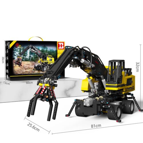 Hình ảnh chi tiết bộ lắp ráp Xe Gắp Gỗ Happy Build YC-22009 cùng vỏ hộp và kích thước thực tế. Món đồ chơi mô hình technic cho bé trai 8 tuổi.