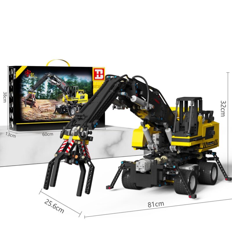 Hình ảnh chi tiết bộ lắp ráp Xe Gắp Gỗ Happy Build YC-22009 cùng vỏ hộp và kích thước thực tế. Món đồ chơi mô hình technic cho bé trai 8 tuổi.