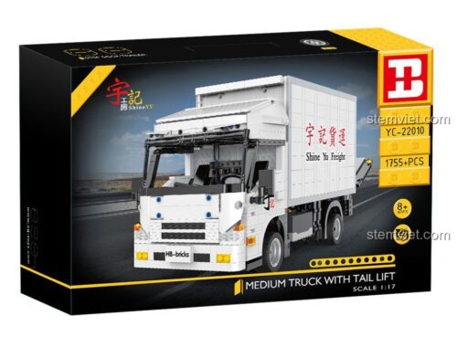 Hộp đồ chơi lắp ráp Happy Build YC-22010 Xe Tải Hạng Trung Có Cầu Nâng, 1755 mảnh, tỉ lệ 1:17, cho bé trai 8 tuổi