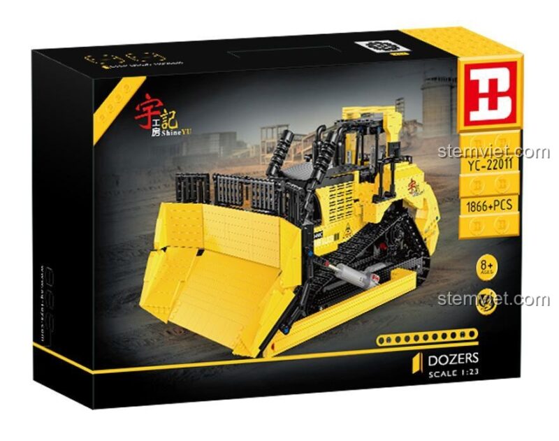 Hộp sản phẩm của bộ lắp ráp Xe ủi đất Technic Happy Build YC-22011, món quà sinh nhật tuyệt vời cho con trai.