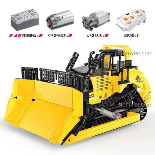 Bộ lắp ráp Xe Ủi Đất Cỡ Lớn Happy Build YC22011 đi kèm bộ động cơ và điều khiển từ xa 2.4G, món đồ chơi mô hình hấp dẫn.