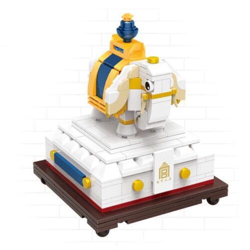 Bộ lắp ghép Hộp đựng đồ Cố Cung Happy Build YC-31001-2 hình voi ấn triện màu trắng vàng, mô hình trang trí sang trọng cho bé gái 8 tuổi, giá tốt.