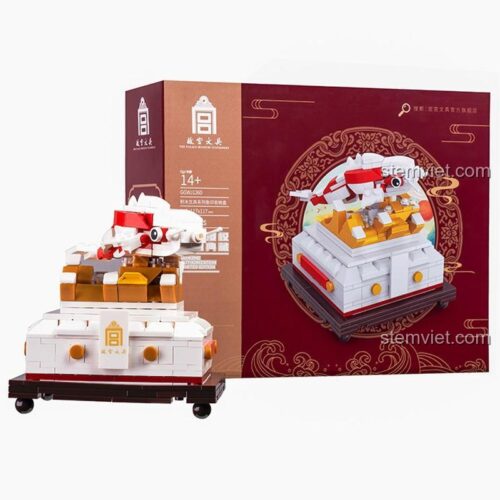 Hộp đựng hình ấn cá chép cung đình Happy Build YC-31001-4, bộ đồ chơi lắp ghép chất lượng cao, món quà đáng tiền cho trẻ 8 tuổi.