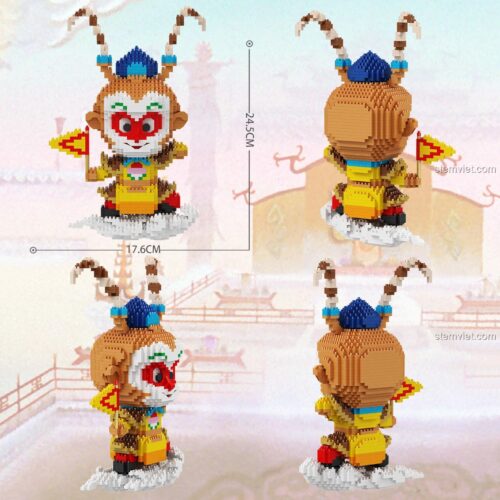Kích thước chi tiết của bộ xếp hình Tôn Ngộ Không YC320174, cao 24.5cm, món quà ý nghĩa cho con trai.