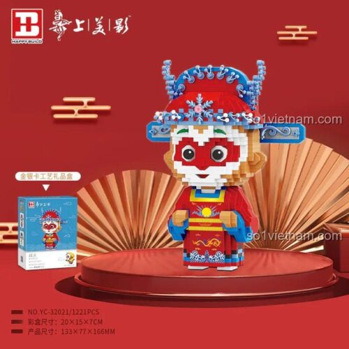 Mô hình Tôn Ngộ Không Trạng Nguyên 1221 mảnh ghép, đồ chơi lắp ráp Tôn Ngộ Không Trạng Nguyên, bộ đồ chơi Tôn Ngộ Không Trạng Nguyên HAPPY BUILD, Tôn Ngộ Không Trạng Nguyên YC-32021