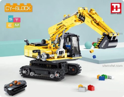Đồ chơi xây dựng Happy Build YC-33001 Máy xúc STEM, phát triển tư duy cho bé trai 8 tuổi.