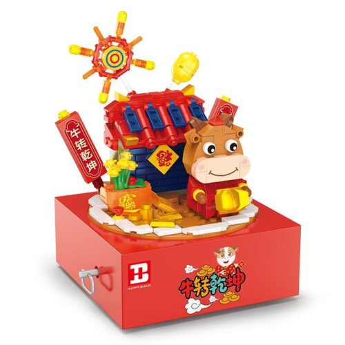 Bộ lắp ghép Hộp nhạc chú trâu Happy Build YC-50001, đồ chơi mô hình con trâu vàng may mắn cho bé gái 8 tuổi, giá rẻ.