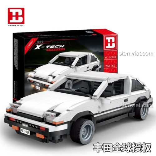 Hộp sản phẩm bộ lắp ghép Toyota AE86 Happy Build YC-QC003, đồ chơi mô hình xe đua 1550 mảnh, giá tốt cho bé trai.