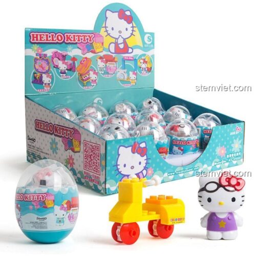 Mô hình Hello Kitty xe bán bỏng ngô, một trong 6 mô hình Hello Kitty trong bộ KT-010331. Sản phẩm dành cho bé gái 6 tuổi, rèn luyện sự khéo léo.