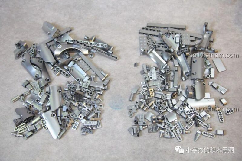 Các mảnh ghép tạo nên phần vỏ ngoài của xe (phiên bản màu bạc).