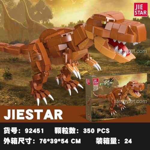 Hộp đồ chơi lắp ráp Khủng long Tyrannosaurus Rex 92451 của JIESTAR, gồm 350 mảnh ghép, món quà tuyệt vời cho bé.