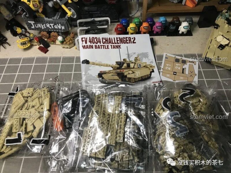 Hộp JIAZHI SY 0105 Xe Tăng Challenger 2, đồ chơi lắp ráp xe tăng, chất liệu nhựa ABS an toàn, bền bỉ.