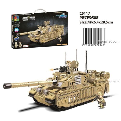 Hộp sản phẩm bộ đồ chơi lắp ráp Xe tăng chiến đấu Challenger II WOMA C0117