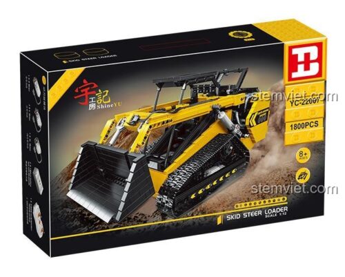 Ảnh chụp chi tiết bộ lắp ráp Xe xúc lật trượt Happy Build YC-22007, một món đồ chơi mô hình công trình ấn tượng cho bé trai 8 tuổi.