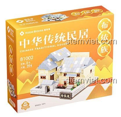 Hộp sản phẩm đồ chơi xây dựng Nhà sàn dân tộc Bố Y Kalos Blocks 81002 với 394 mảnh ghép, là lựa chọn chất lượng cao, giá tốt cho người yêu thích kiến trúc.
