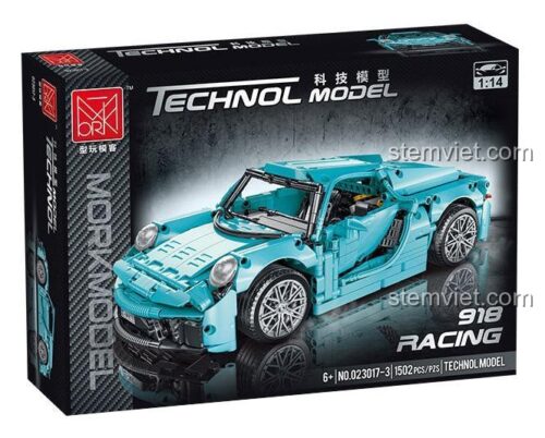 Hộp sản phẩm MORKMODEL 023017-3 Porsche 918 Racing Đồ chơi lắp ráp Xe mô hình Tương thích LEGO Technic Màu xanh dương