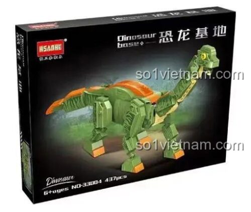 Hộp đựng bộ đồ chơi lắp ráp mô hình khủng long Brachiosaurus HSANHE 33004, 437 chi tiết, dành cho bé trai 6 tuổi