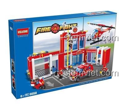 Hộp đồ chơi xếp hình Trạm Cứu hỏa HSANHE 6558, món quà giá tốt cho bé trai.