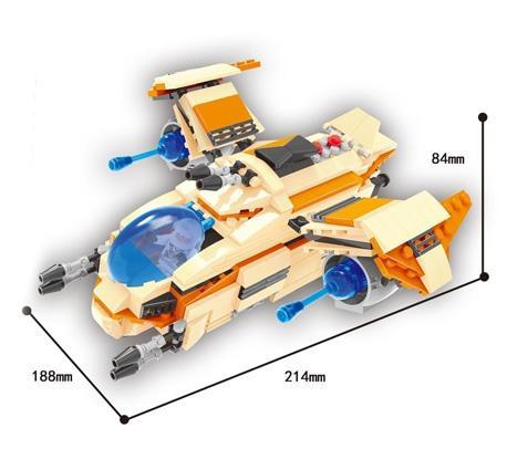 bộ lắp ghép Tàu Chiến Vũ Trụ Thợ Săn Liên Sao HSANHE 6654 hiển thị kích thước mô hình, phù hợp cho bé trai 6 tuổi, giá tốt.