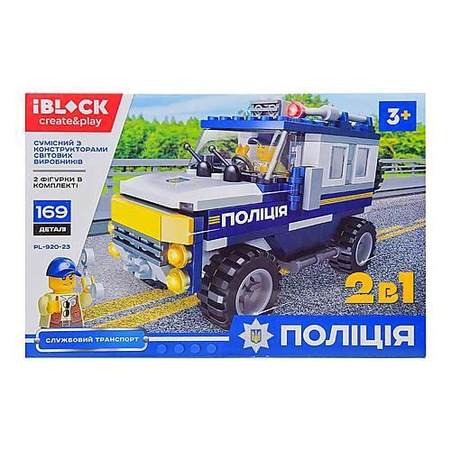 Hộp sản phẩm bộ lắp ráp Xe Cảnh Sát Tuần Tra Địa Hình iBlock PL-920-23 cho bé trai 3 tuổi, giá rẻ, gồm 169 chi tiết.