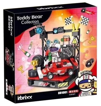 Bộ lắp ghép inbrixx 881001 Gấu Teddy Vô Địch Đua Xe giá tốt cho Con trai 6 tuổi, mô hình cảnh đua xe sống động.