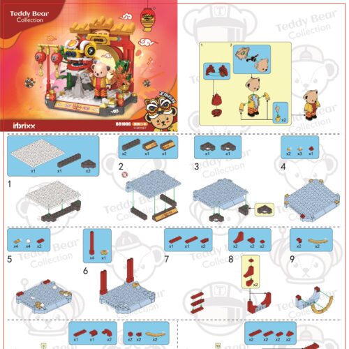 Sách Hướng Dẫn Lắp Ráp Gấu Teddy: Thiếu Niên Múa Lân inbrixx 881006 sách hướng dẫn inbrixx 881006 Mô hình Gấu Teddy Múa Lân