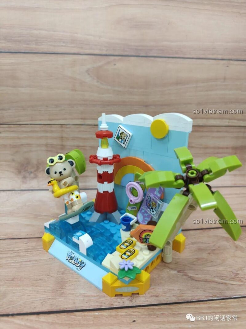 Bộ đồ chơi Gấu Teddy Lướt Sóng inbrixx 881007 với màu sắc tươi sáng, thiết kế đáng yêu, phù hợp bé gái 6 tuổi.
