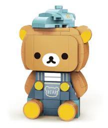 Mô hình Gấu Rilakkuma mặc yếm xanh inbrixx 890001, bộ lắp ghép đáng yêu cho bé gái 6 tuổi, giá rẻ.