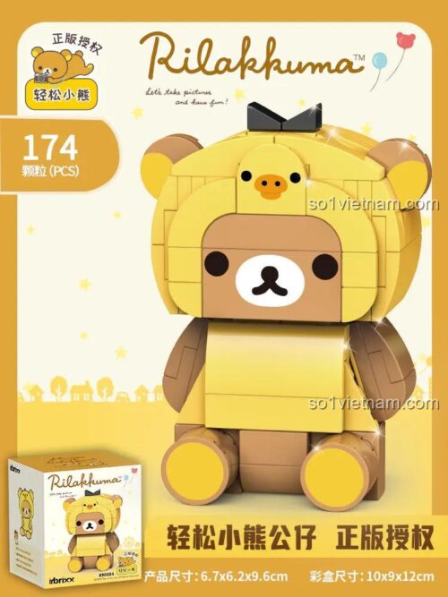 Hộp bộ lắp ghép Gấu Rilakkuma inbrixx 890004. Món quà đáng yêu cho bé gái, chất lượng cao.
