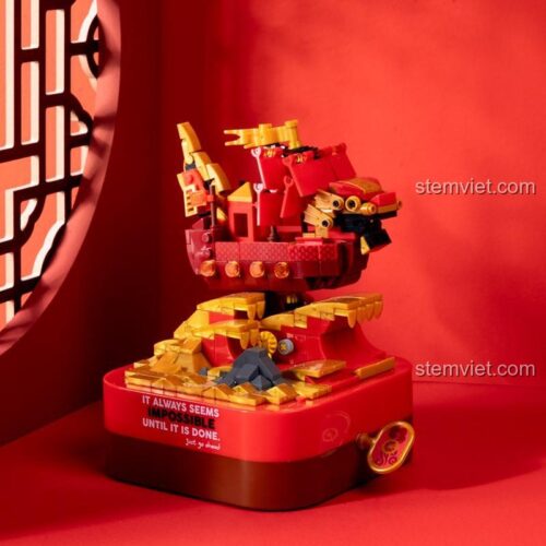 Mô hình thuyền rồng JAKI JK1102, bộ xếp hình Mô hình thuyền rồng 405 mảnh, đồ chơi lắp ráp Thuyền rồng truyền thống, chất lượng cao.