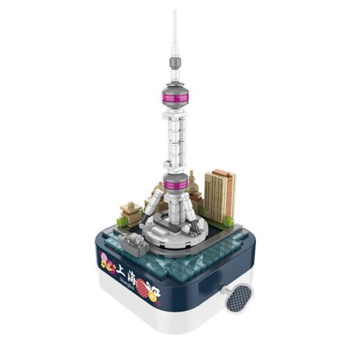 Bộ lắp ghép JAKI JK1202 Hộp Nhạc Tháp Truyền Hình Minh Châu Phương Đông Thượng Hải, đồ chơi mô hình kiến trúc cho bé 8 tuổi, giá tốt