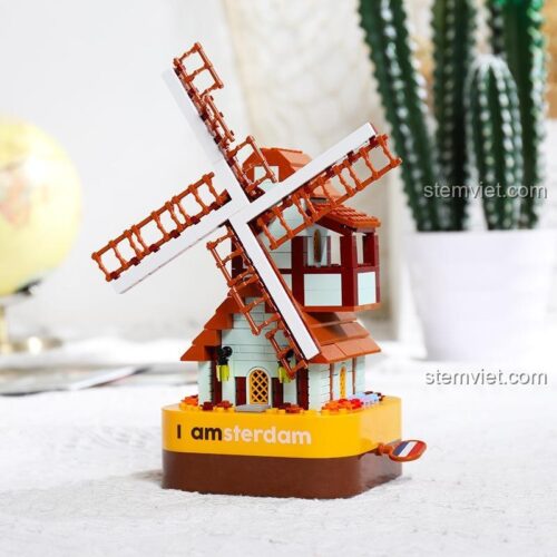 Đồ chơi lắp ráp Hộp nhạc cối xay gió Amsterdam JAKI JK1203, mô hình kiến trúc tinh xảo, rèn luyện tư duy sáng tạo cho trẻ 8 tuổi, giá tiết kiệm.