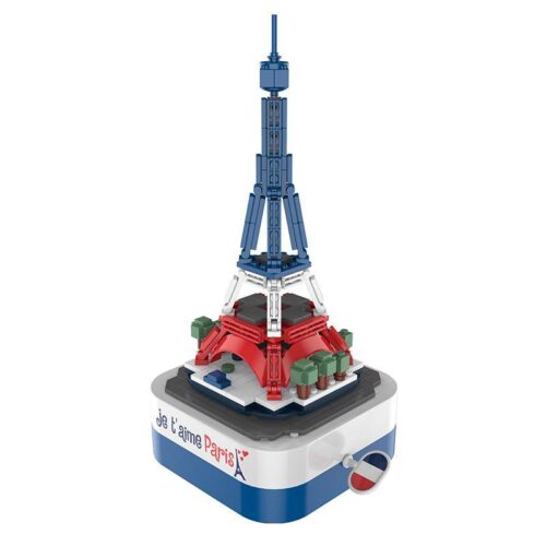 Bộ đồ chơi Tháp Eiffel JAKI JK1205 hộp nhạc phát giai điệu, mô hình kiến trúc tinh xảo cho bé 8 tuổi, giá tốt.