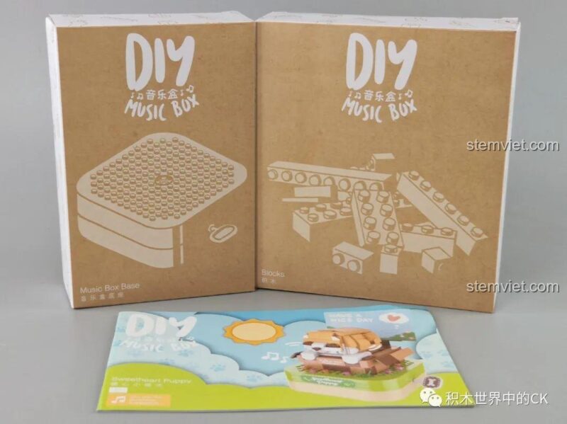 Hộp sản phẩm JAKI JK1603 Hộp nhạc chú chó con ấm áp, bộ lắp ghép cho bé gái