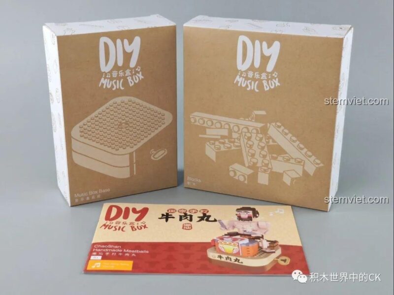 Hộp nhạc thịt bò viên JAKI, các hộp nhỏ và sách hướng dẫn bên trong, bộ lắp ghép đầy đủ, cho bé trai 6 tuổi.