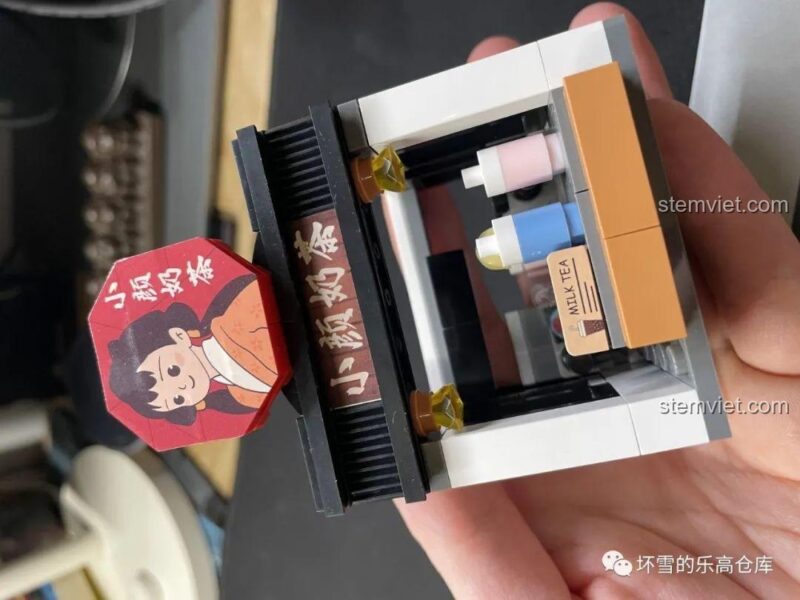 Tiệm trà sữa Tiểu Nhan JAKI JK2133 nhìn từ trên xuống, đồ chơi mô hình Phố ẩm thực Trung Hoa, bộ lắp ghép Cửa hàng mini, đồ chơi xây dựng Khu phố ẩm thực, đồ chơi giá tốt cho bé 8 tuổi