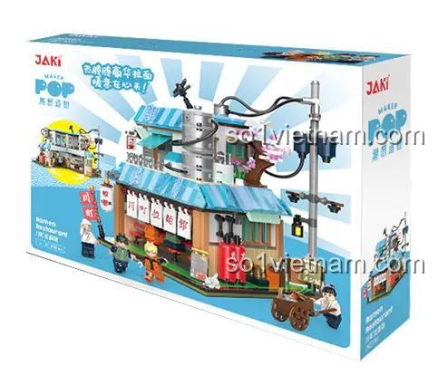 Hộp bộ đồ chơi lắp ráp Nhà hàng Ramen Kawamachi JK2361 của JAKI, mô hình kiến trúc Nhật Bản chi tiết cho bé 6 tuổi