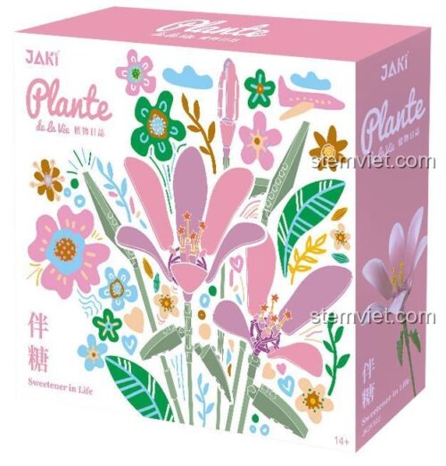 Hộp bộ lắp ghép JAKI JK26102 Hoa Bách Hợp Plante Sweetener In Life, đồ chơi mô hình hoa lily chất lượng cao.