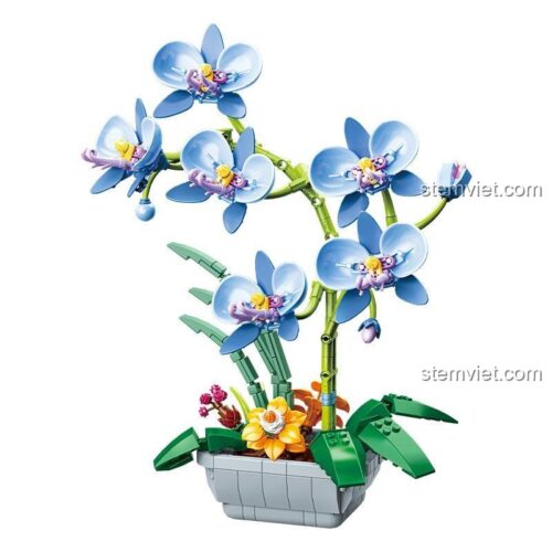 Mô hình lắp ráp Hoa Lan Hồ Điệp JAKI JK29011 màu xanh dương thanh lịch, bộ đồ chơi bonsai hoa lan phù hợp cho bé gái 8 tuổi, chất lượng cao.